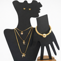 Luxe Gold-Tone Combo Set – 3 Necklaces, 3 Earrings & Magnetic Bracelet (7-in-1 Set)