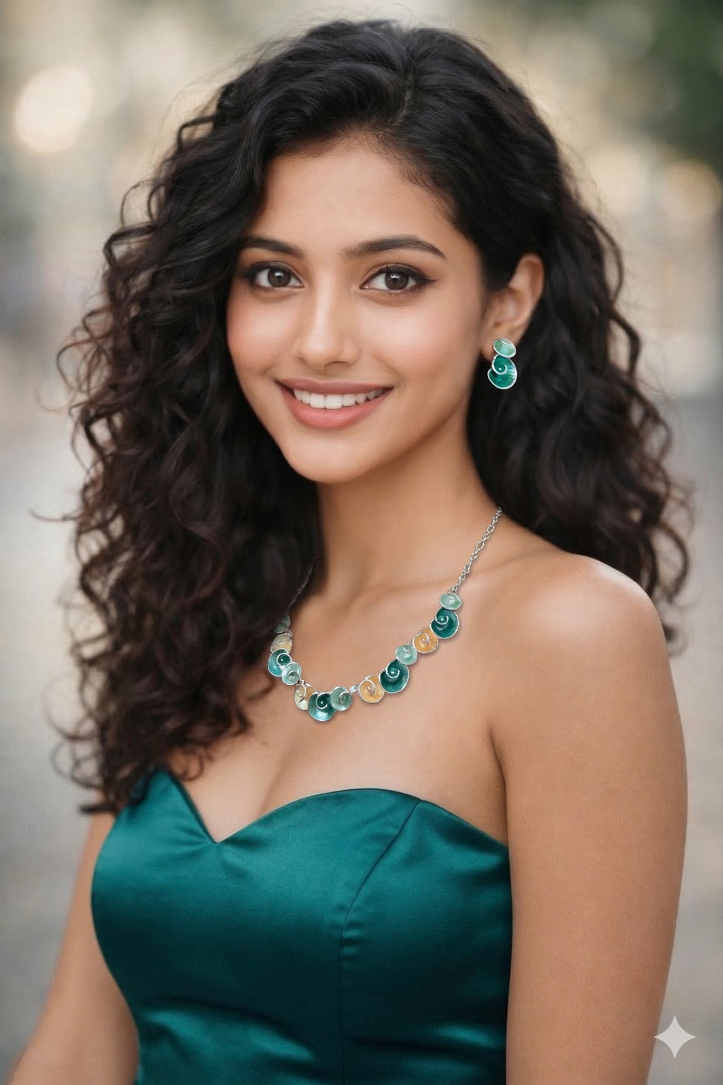 Enamel Finish Necklace & Earrings Set