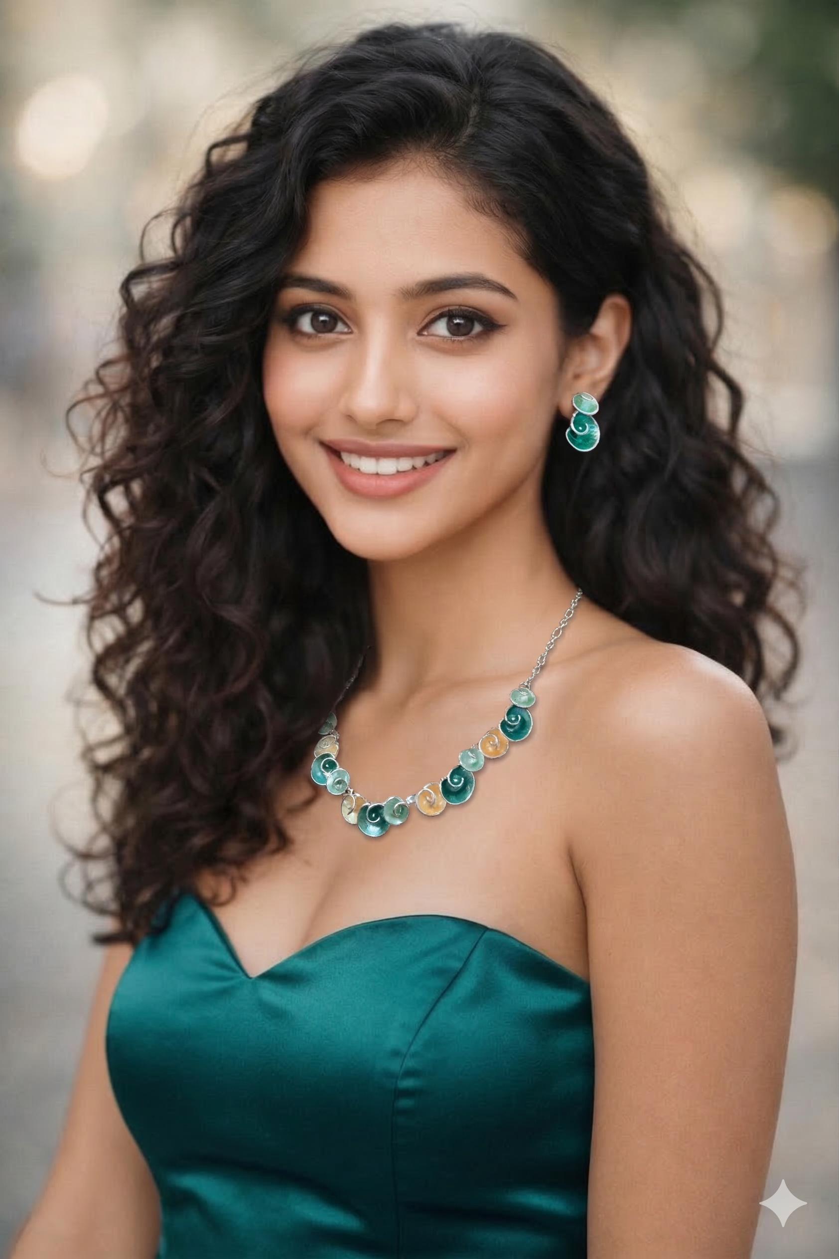 Enamel Finish Necklace & Earrings Set