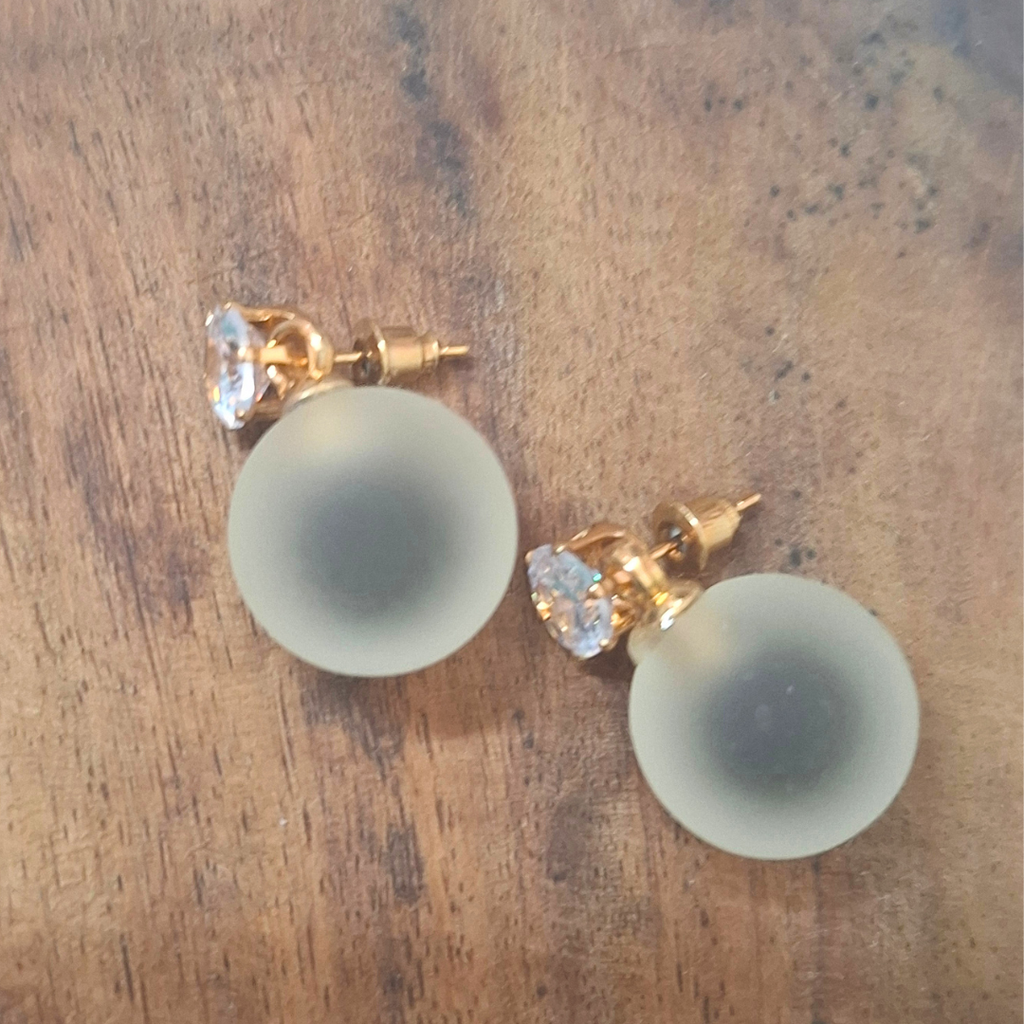 Aurora Frost Faux Pearl Stud Earrings