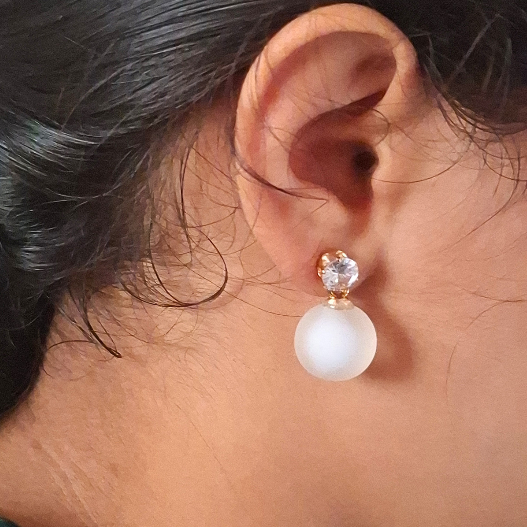Aurora Frost Faux Pearl Stud Earrings
