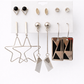 Trendy Geometric Earrings Set - 6 Pairs