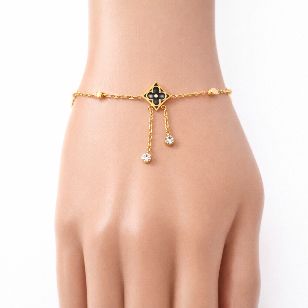 Elegant Clover Charm Drop Bracelet – 316L Stainless Steel - Rust and Tarnish Resistant