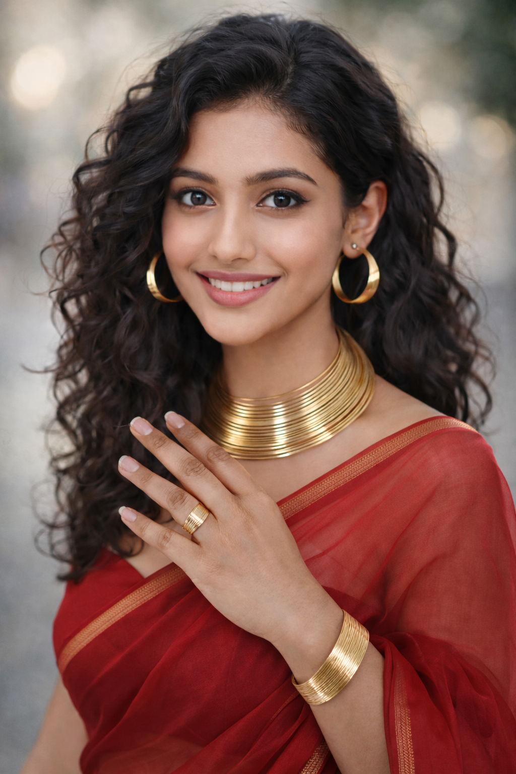 Radiant Coil Statement Jewelry Set – Necklace, Hoop Earrings, Bracelet & Ring