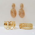 Spiral Earrings with Statement Bracelets – 3 Piece Jewelry Combo
