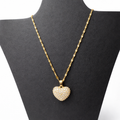 Elegant Gold-Toned Heart Crystal Pendant Necklace