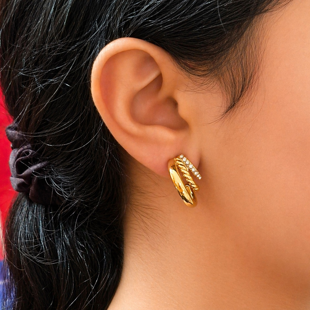 Triple Layer Anti-Tarnish Gold Hoop Earrings (316L Stainless Steel)