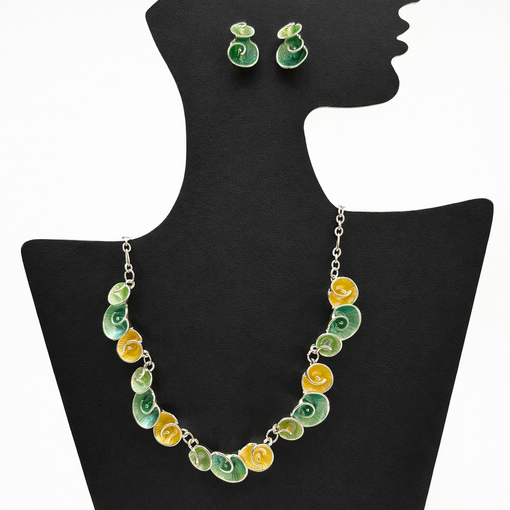 Enamel Finish Necklace & Earrings Set