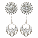 Oxidized White Stone Statement Earrings Combo (Set of 2)