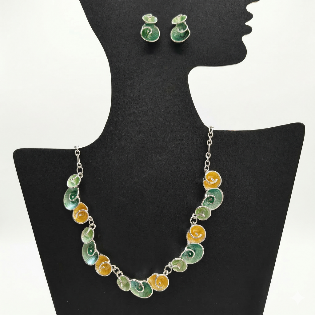 Enamel Finish Necklace & Earrings Set
