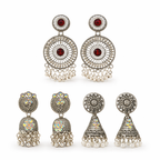Oxidized Silver Earrings Combo - 3 Unique Traditional Designs