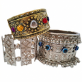 Vintage Oxidized Tribal Statement Cuff Bracelet Set (Pack of 3)