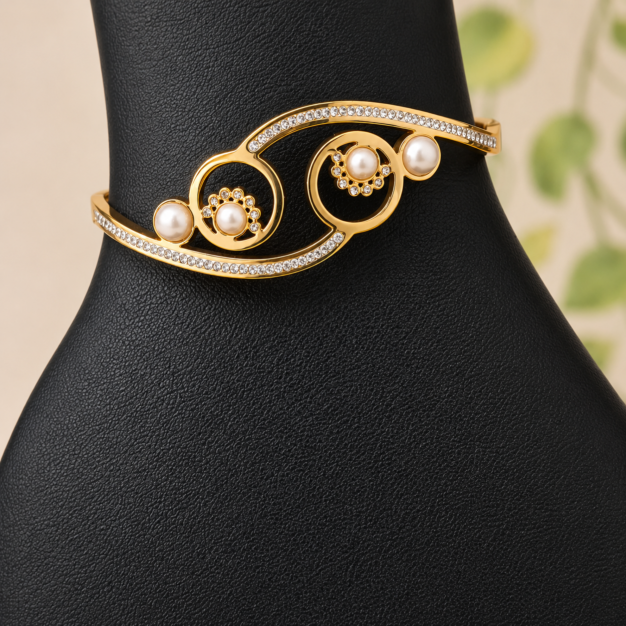 Zyraah Golden Pearl Swirl Anti-Tarnish Bracelet