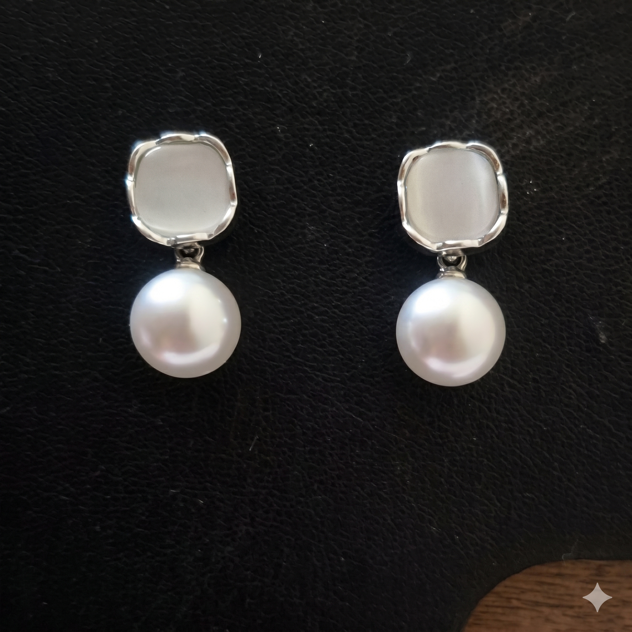 Silver-Tone Pearl Accent Stud Earrings