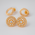 Timeless Sparkle Brass Oval & Round Stud Earrings Combo with American Diamonds