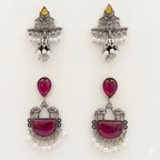 Oxidized Pearl Drop Earring Combo – Set of 2