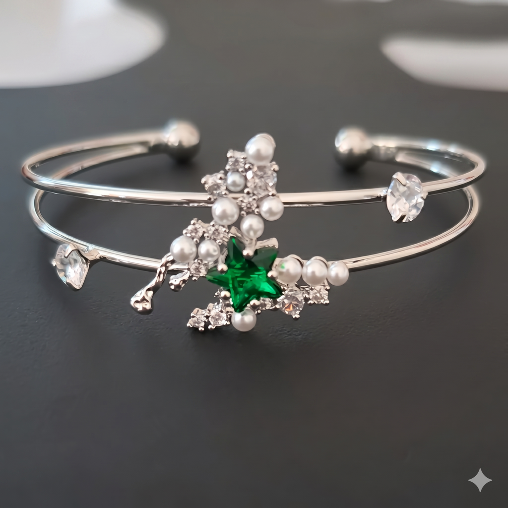 Anti-Tarnish Celestial Pearl Star Bracelet for Women