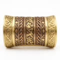 Vintage Floral Engraved Wide Cuff Bracelet – Antique Gold Finish