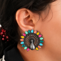 Mayura Mosaic Oxidized Statement Stud Earrings