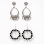 Oxidized Statement Earrings Combo with Pearl Drops (Set of 2)