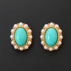 Turquoise Pearl Stud Earrings – Anti Tarnish Stainless Steel Studs