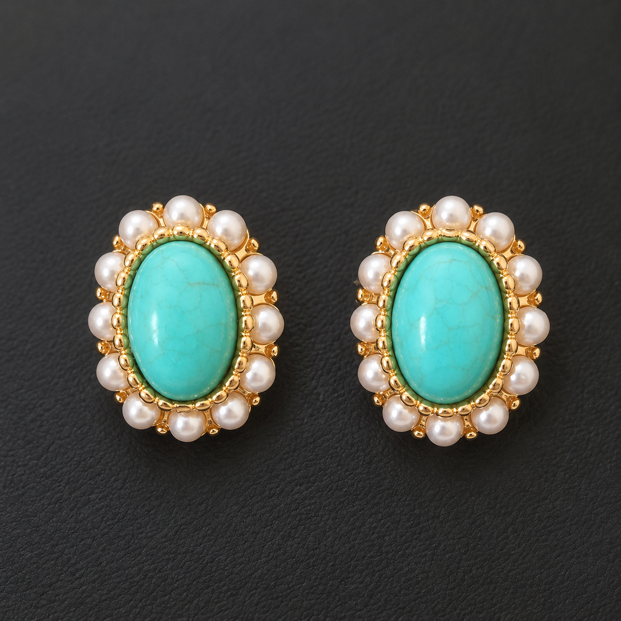 Turquoise Pearl Stud Earrings – Anti Tarnish Stainless Steel Studs