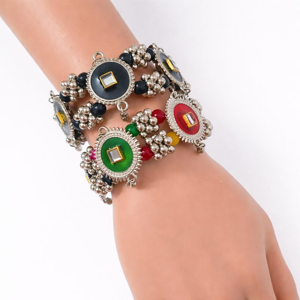 Ethnic Oxidized Charm Bracelets – Set of 2