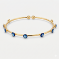 Blue Evil Eye Open Cuff Bracelet – Gold Plated Stainless Steel Anti-Tarnish Bangle for Women