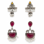 Oxidized Pearl Drop Earring Combo – Set of 2