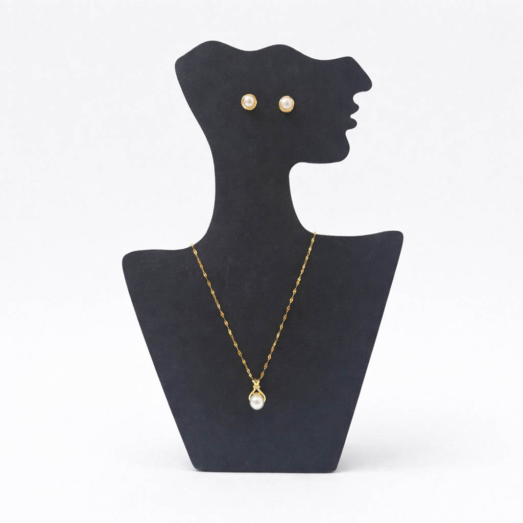 Minimal Pearl Glow Necklace & Stud Earrings Set