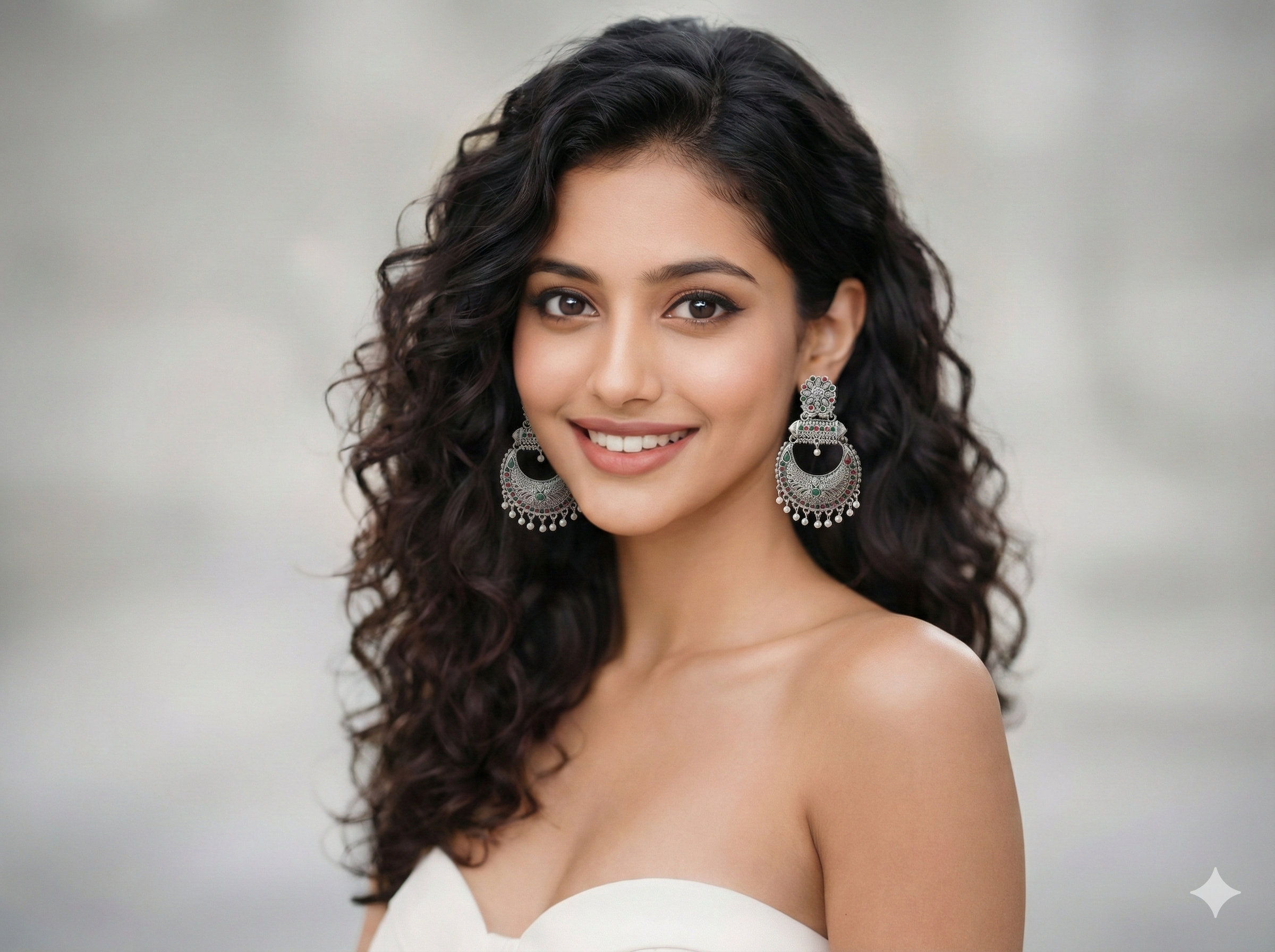Ethnic Antique Silver Chandbali Earrings for Festive Wear