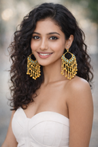 Kashmiri Gold-Tone Chandbali Ghungroo Earrings