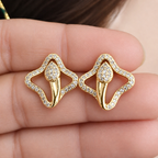 Luxe Clover Sparkle Stud Earrings (Anti-Tarnish | Xuping)
