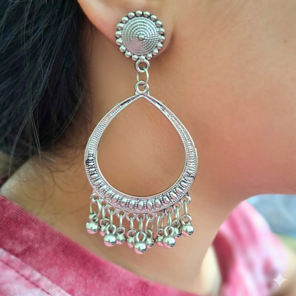Oxidized Statement Earrings Combo with Pearl Drops (Set of 2)