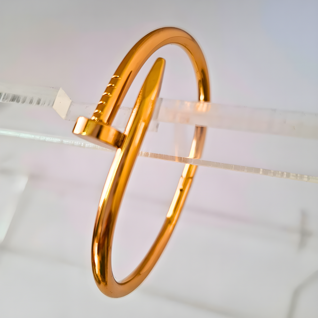 Minimalist Nail Design Gold Tone Bracelet