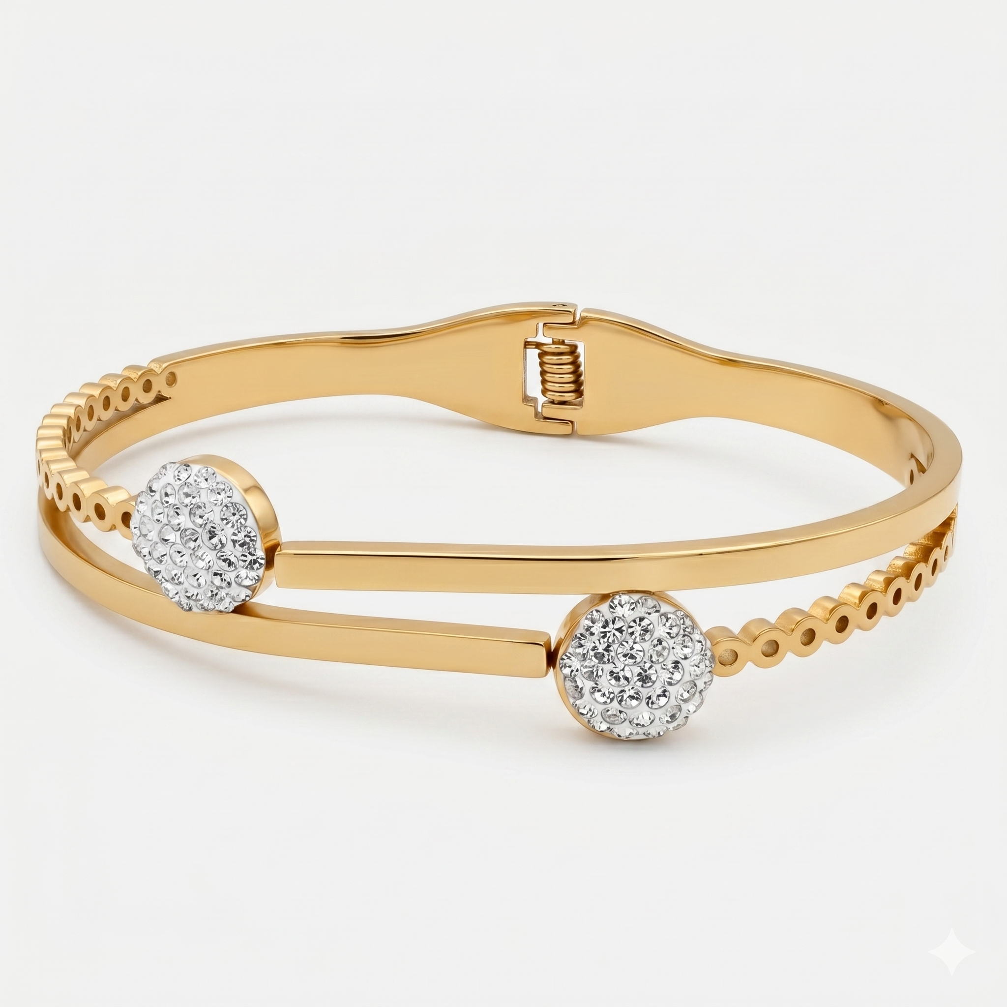 Dual Halo Crystal Openable Anti-Tarnish Bracelet