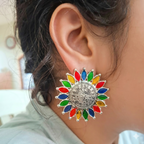 Oxidized Multicolor Statement Earrings Combo - Set of 3