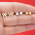 Elegant Bow Charm Jewelry Set (5-in-1 Combo) – 2 Necklaces & 3 Stud Earrings