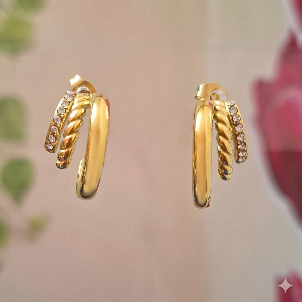 Triple Layer Anti-Tarnish Gold Hoop Earrings (316L Stainless Steel)