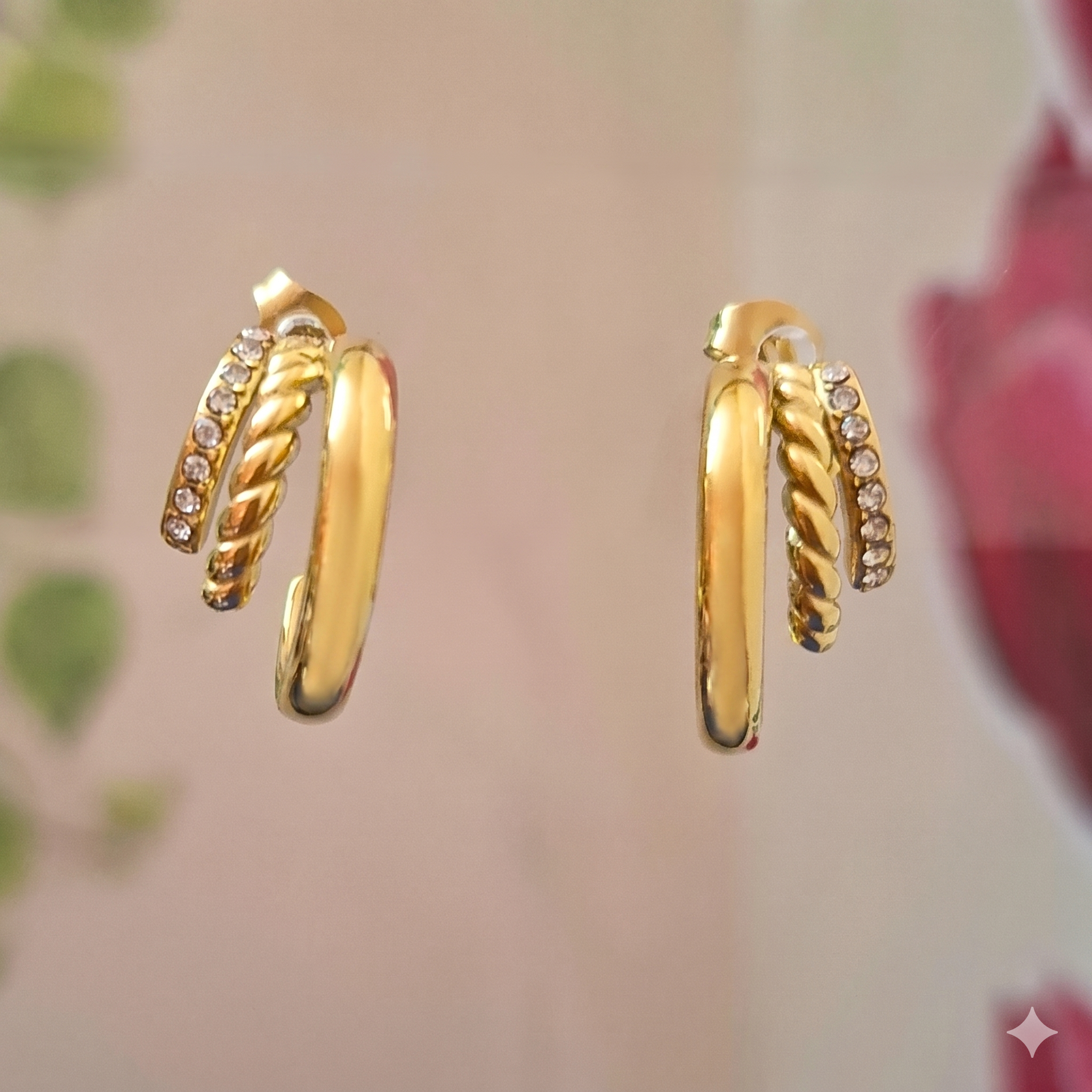 Triple Layer Anti-Tarnish Gold Hoop Earrings (316L Stainless Steel)