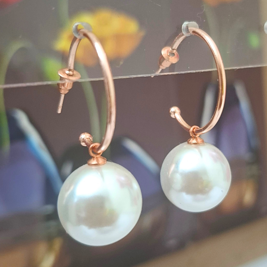 Luna Faux Pearl Hoop Earrings – Minimalist Statement Pearl Drops