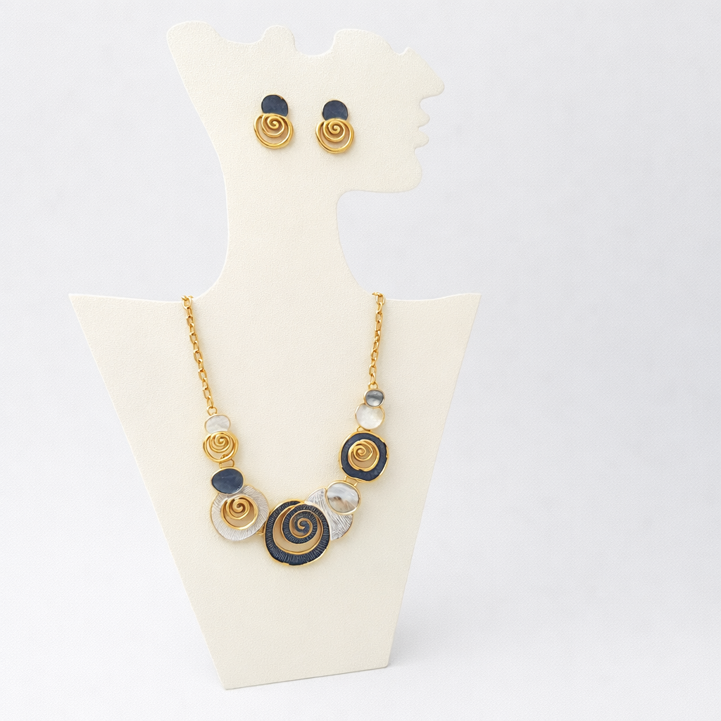 Contemporary Enamel Painted Necklace Set – Necklace, Earrings & Bracelet