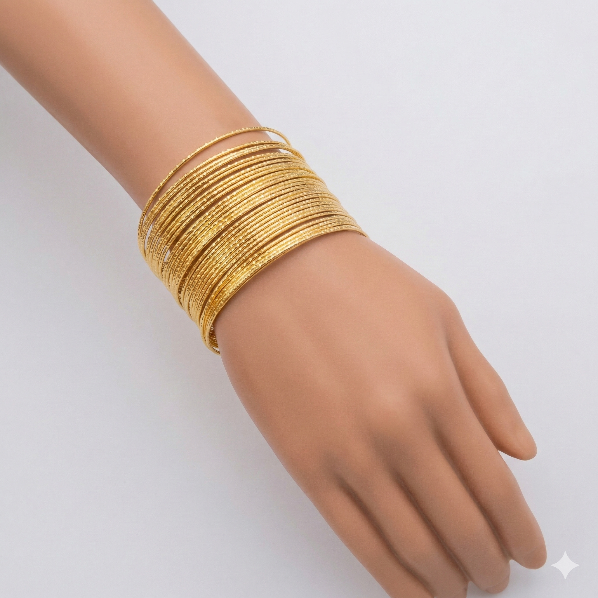 Layered Multi-Bangle Cuff Bracelet Set - Set of 2 - Gold & Oxidized Silver