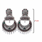 Ethnic Antique Silver Chandbali Earrings for Festive Wear