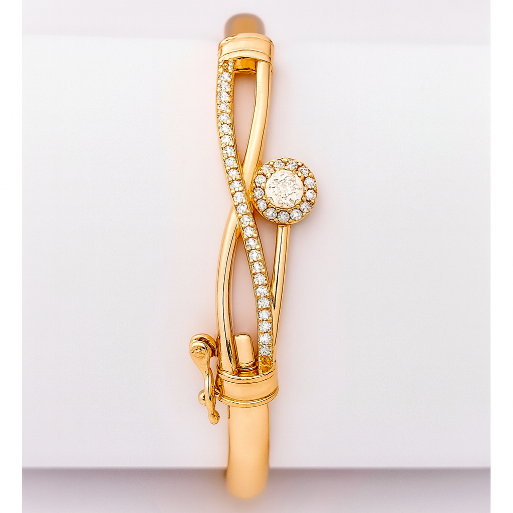 Elegant Infinity Knot Bracelet with American Diamonds (Gold Finish)