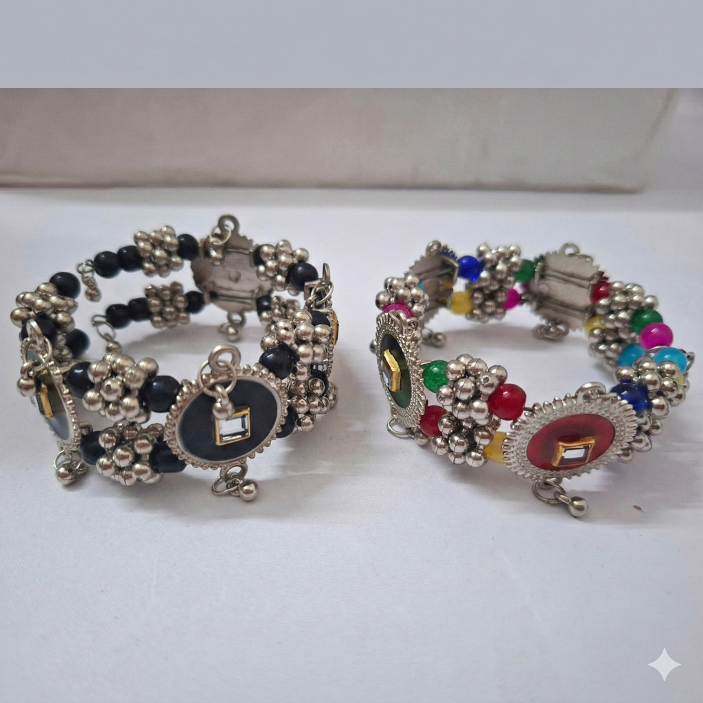 Ethnic Oxidized Charm Bracelets – Set of 2