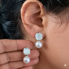 Silver-Tone Pearl Accent Stud Earrings