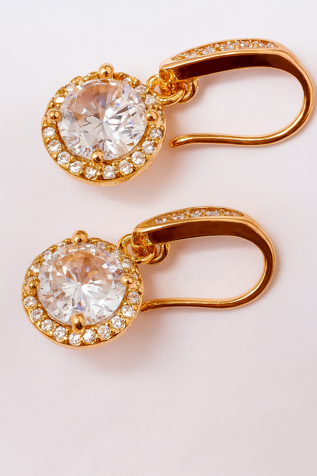 Elegant Glow Brass Hoop Drop & Floral Stud Earrings Combo with American Diamonds