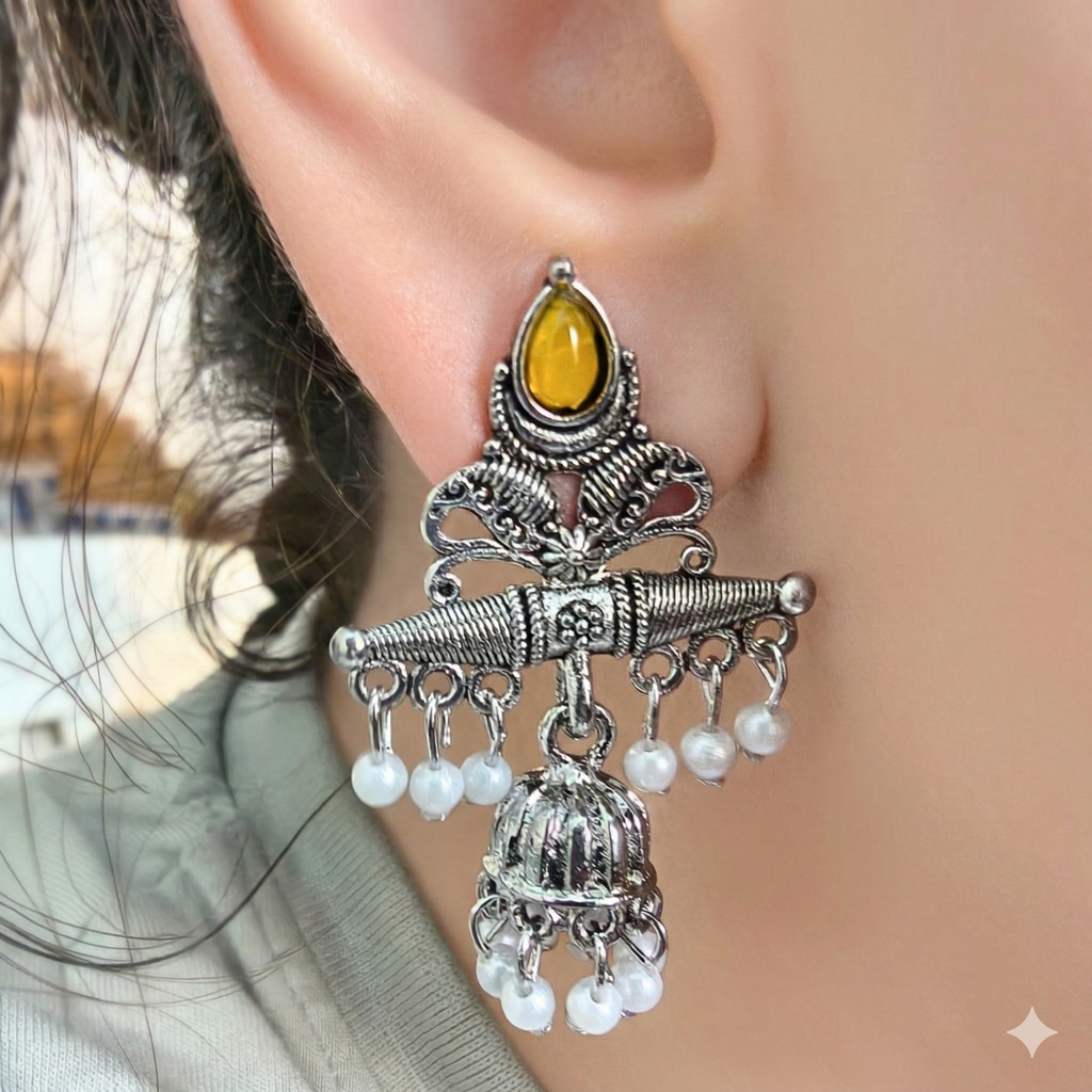 Oxidized Pearl Drop Earring Combo – Set of 2
