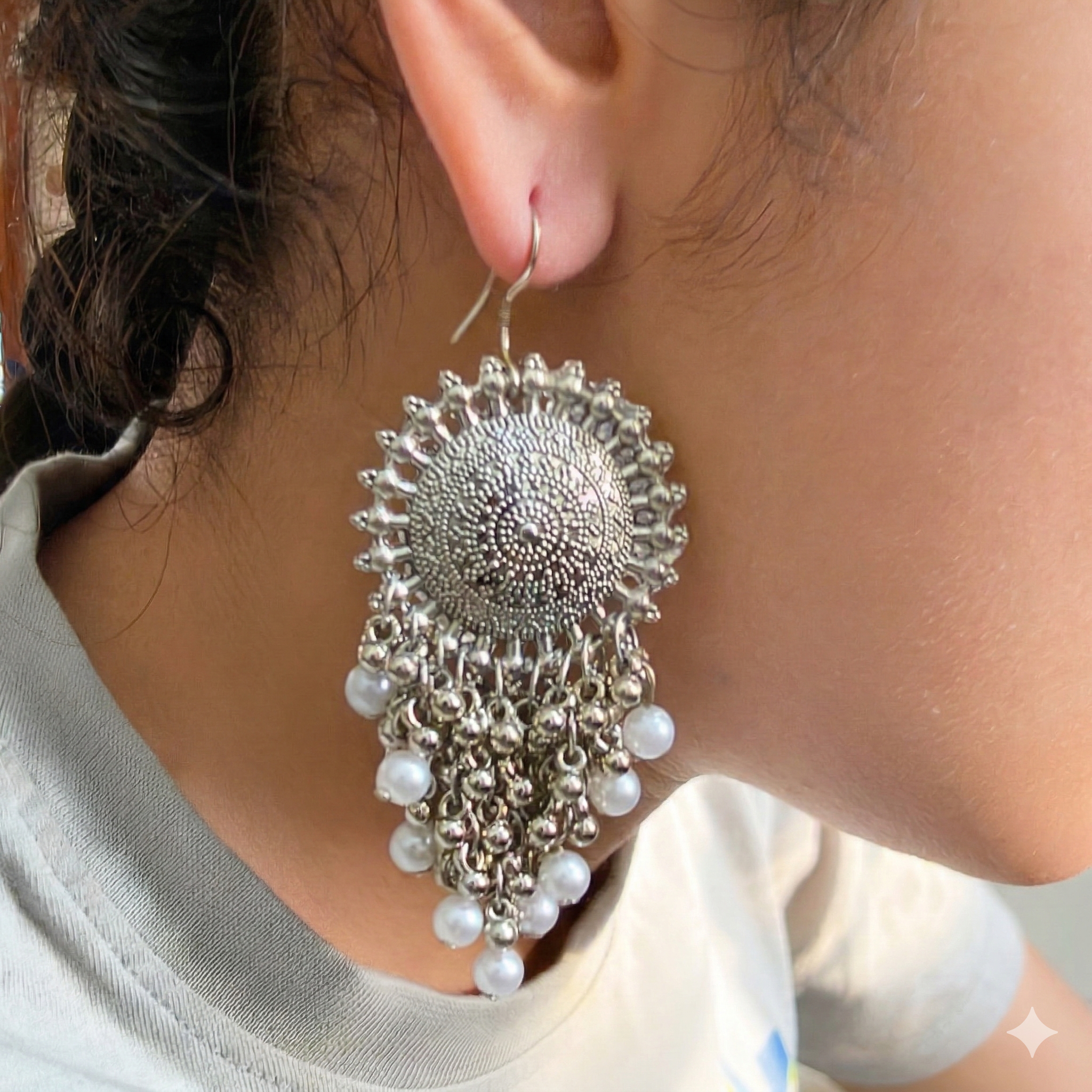 Oxidized Silver Statement Earrings Combo (Set of 3)